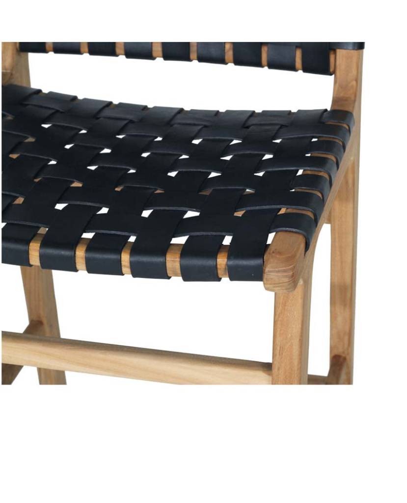 Leather Strap Counter Stool - Black