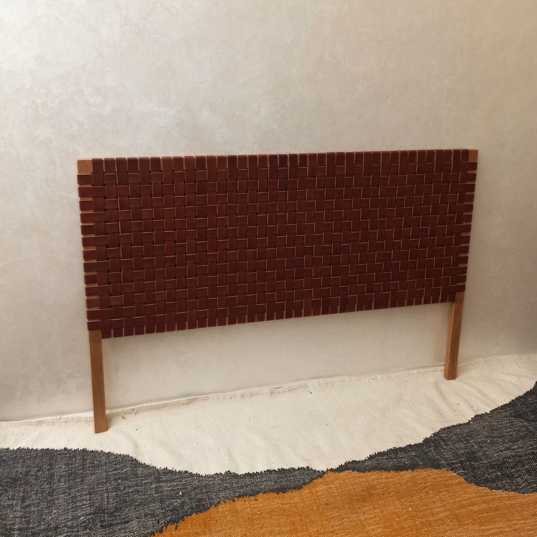 Modern Leather Headboard by Artihandmade® creating an elegant bedroom sanctuary.