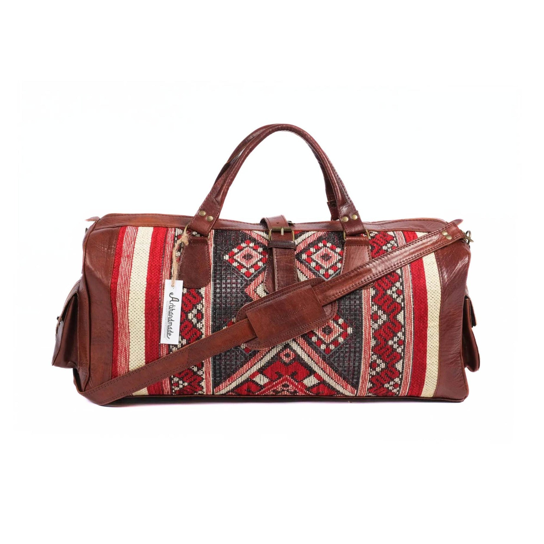Artisan Leather Kilim Travel Duffel Bag - Brown