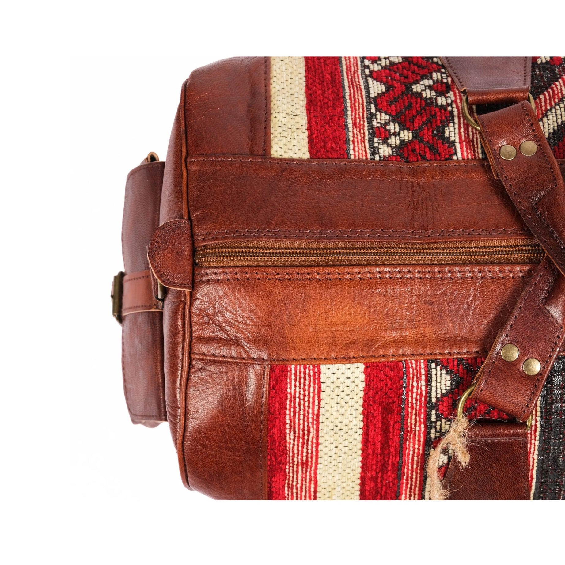 Artisan Leather Kilim Travel Duffel Bag - Brown