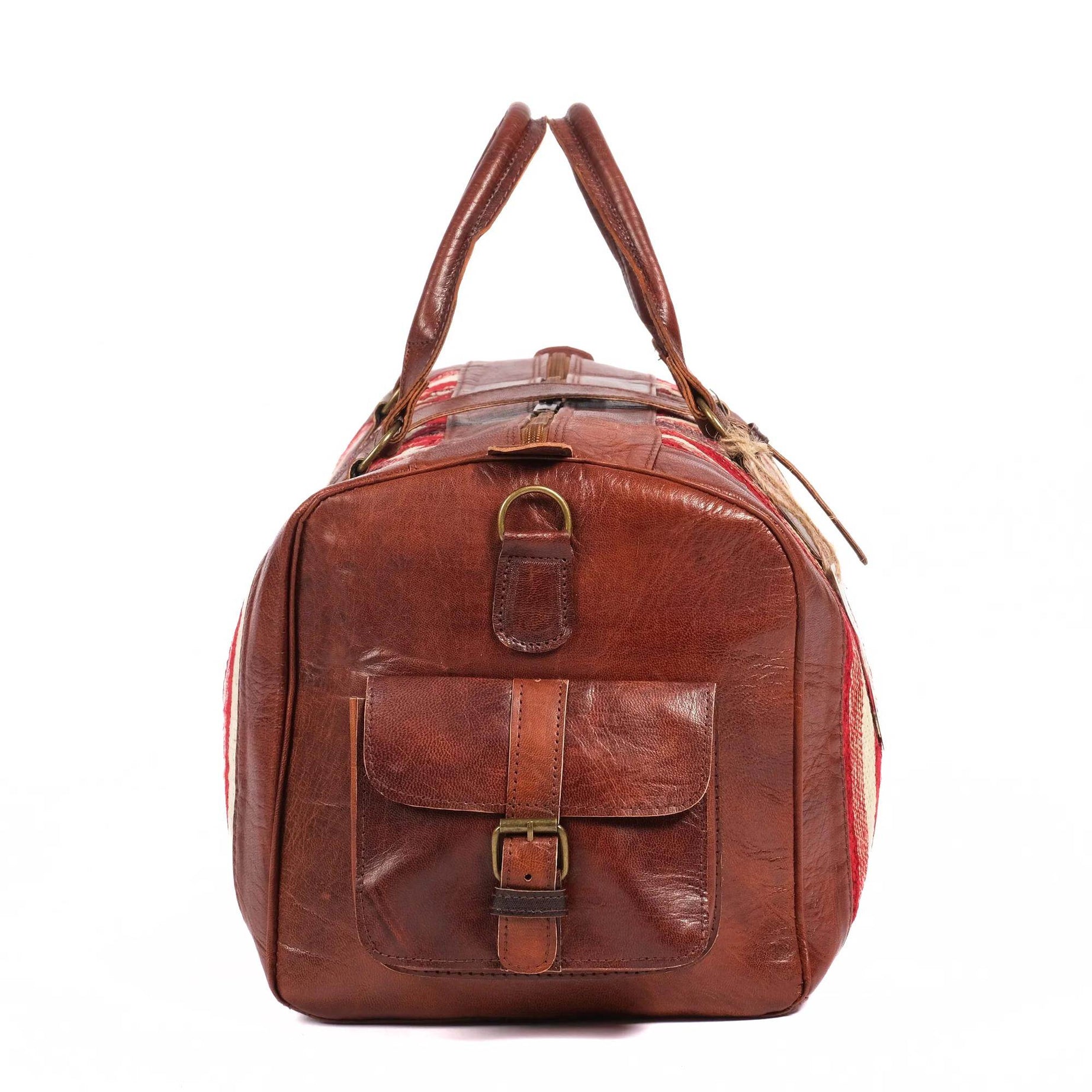 Artisan Leather Kilim Travel Duffel Bag - Brown