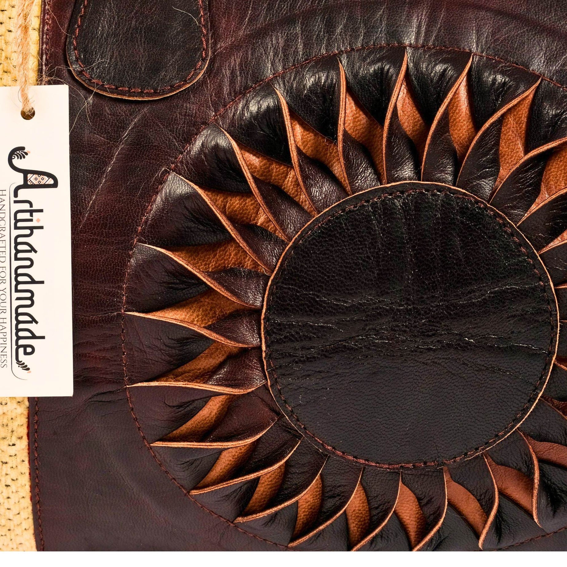 The Sun Duffle Bag, Leather Kilim Travel Bag - Brown And Dark Brown