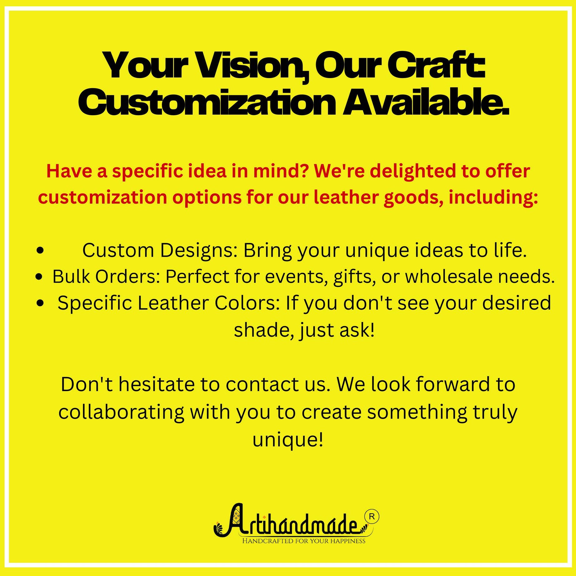 you vision our craft customization available