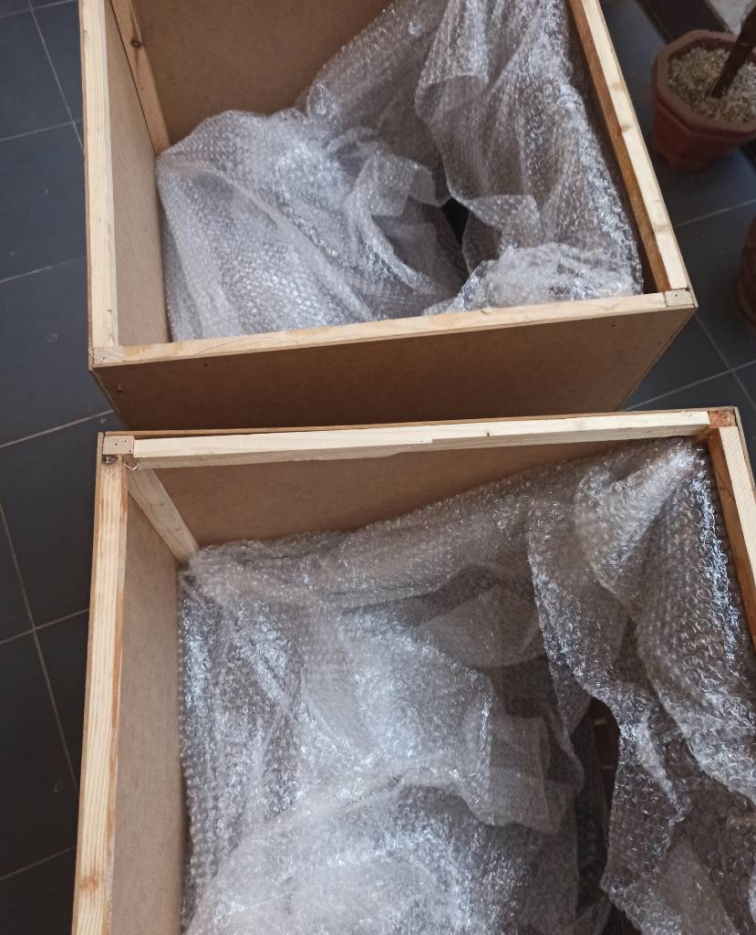 Leather Strap Counter Stool - Natural Teak Wood With Drak Brown Leather