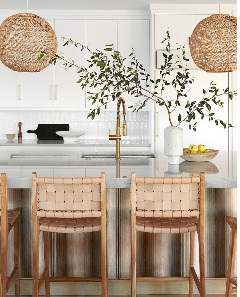 Leather Counter Stool - Natural Teak Wood With Natural Leather