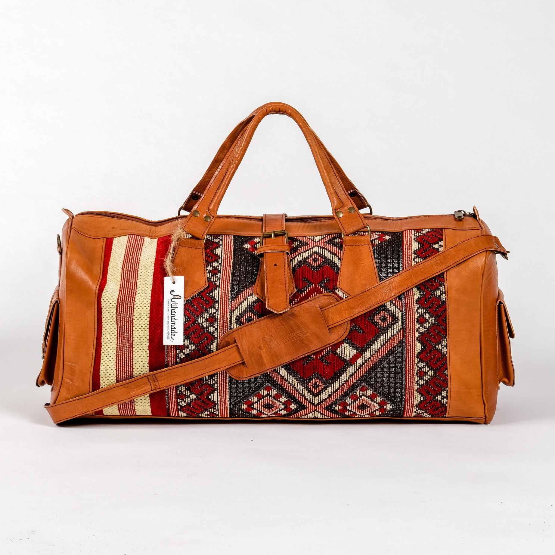 Premium Set of 3 Leather Kilim Travel Bags - Unique and Stylish