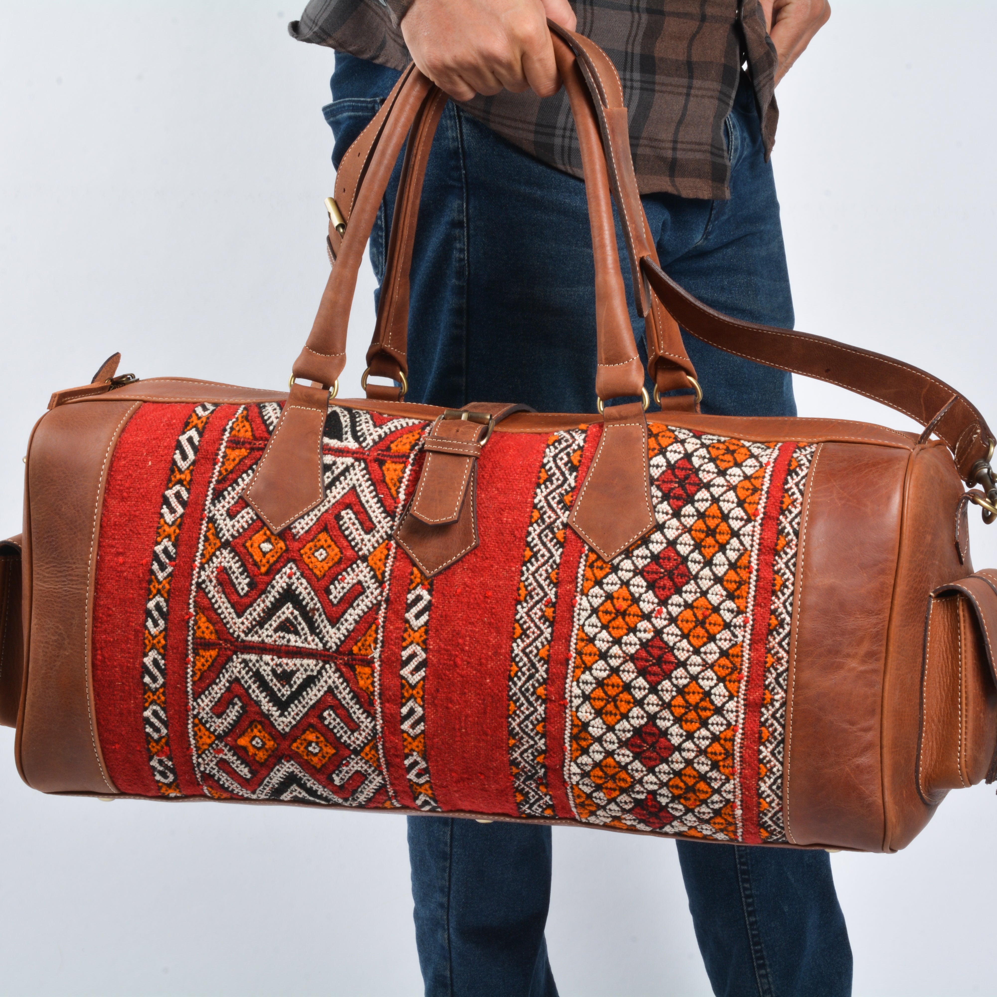 Hanbal Kilim Travel Bag Brown, Duffel Bag, Luxury Travel Bag