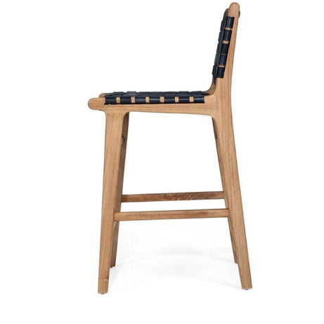 Leather Strap Counter Stool - Black
