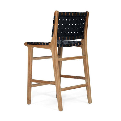 Leather Strap Counter Stool - Black