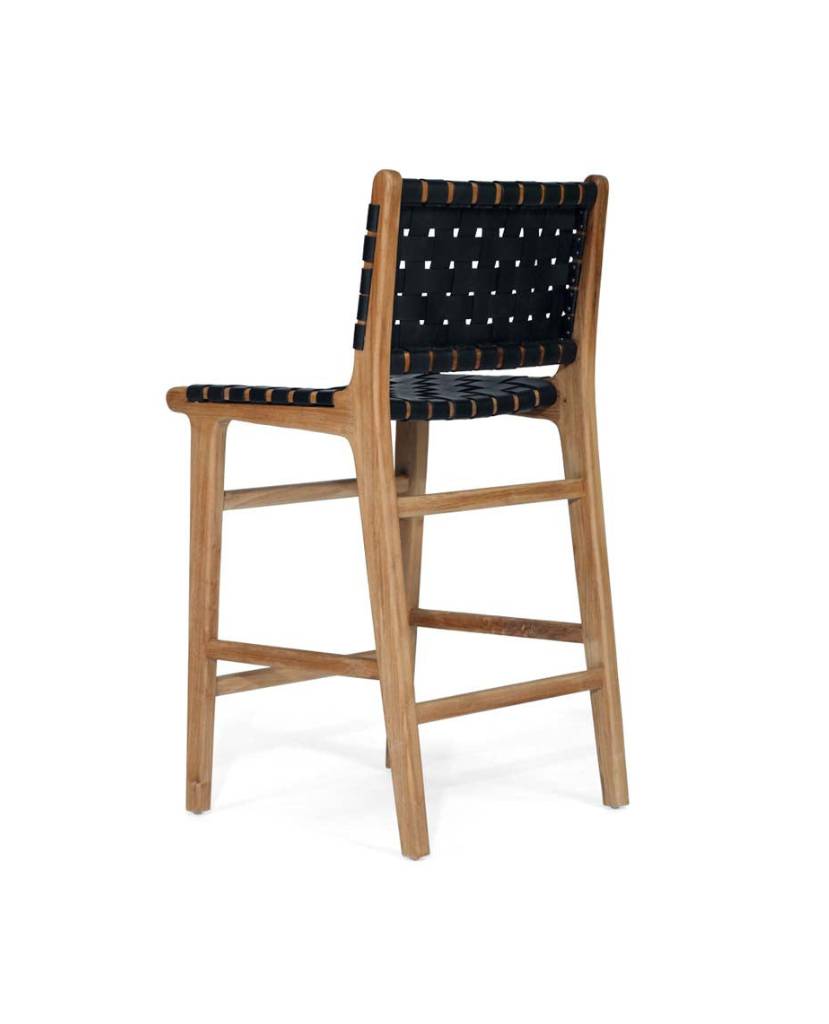 Leather Strap Counter Stool - Black