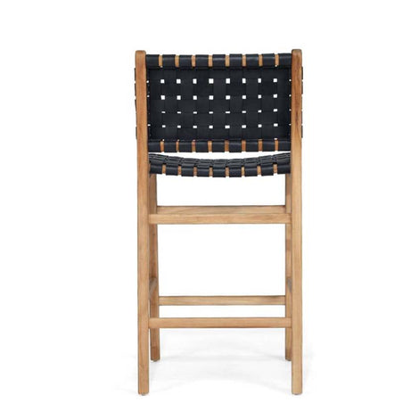 Leather Strap Counter Stool - Black