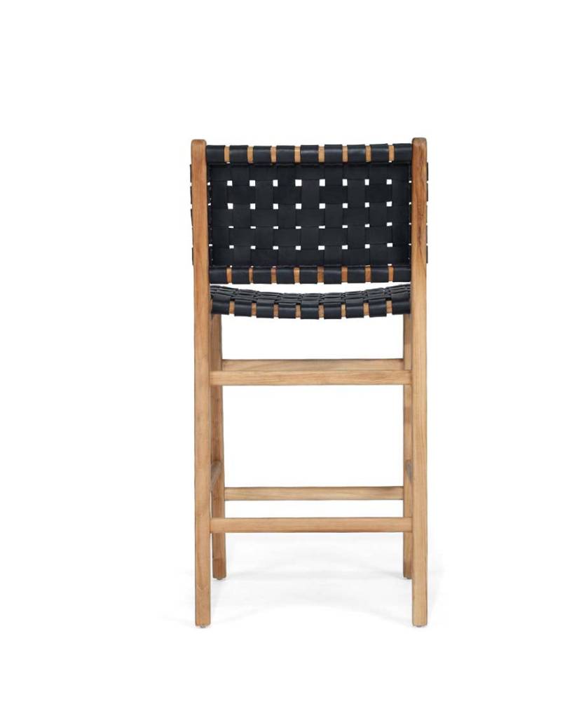 Leather Strap Counter Stool - Black
