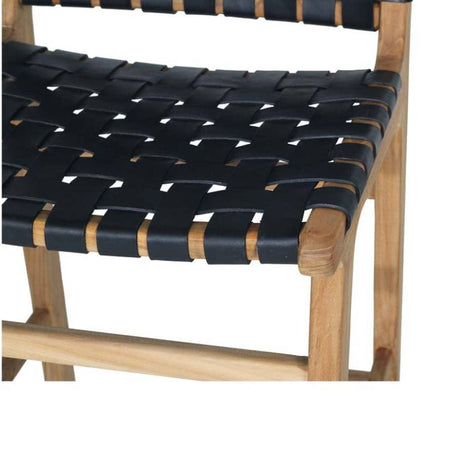 Leather Strap Counter Stool - Black