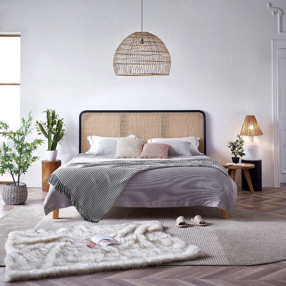 Artisan-Made Rattan Headboard: A Touch of Luxury.