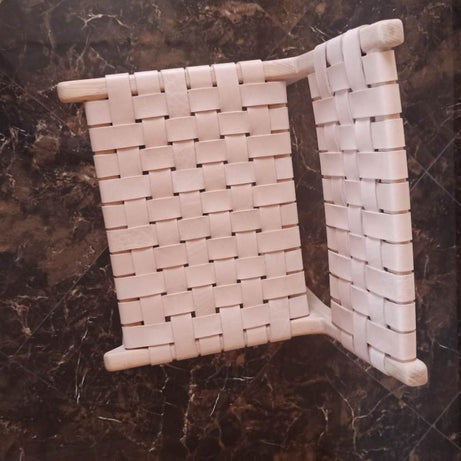 Leather Counter Stool - Natural Teak Wood With Natural Leather