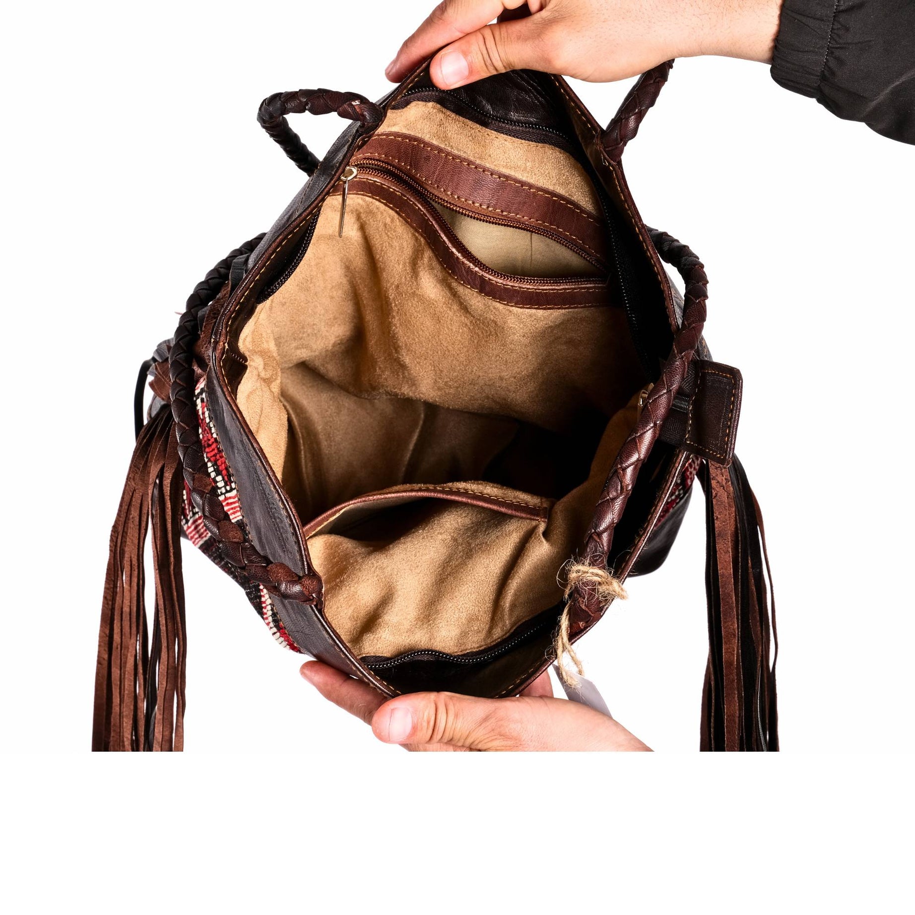 Vintage Tote Bag, Leather Fringed bohemian Shoulder Bag