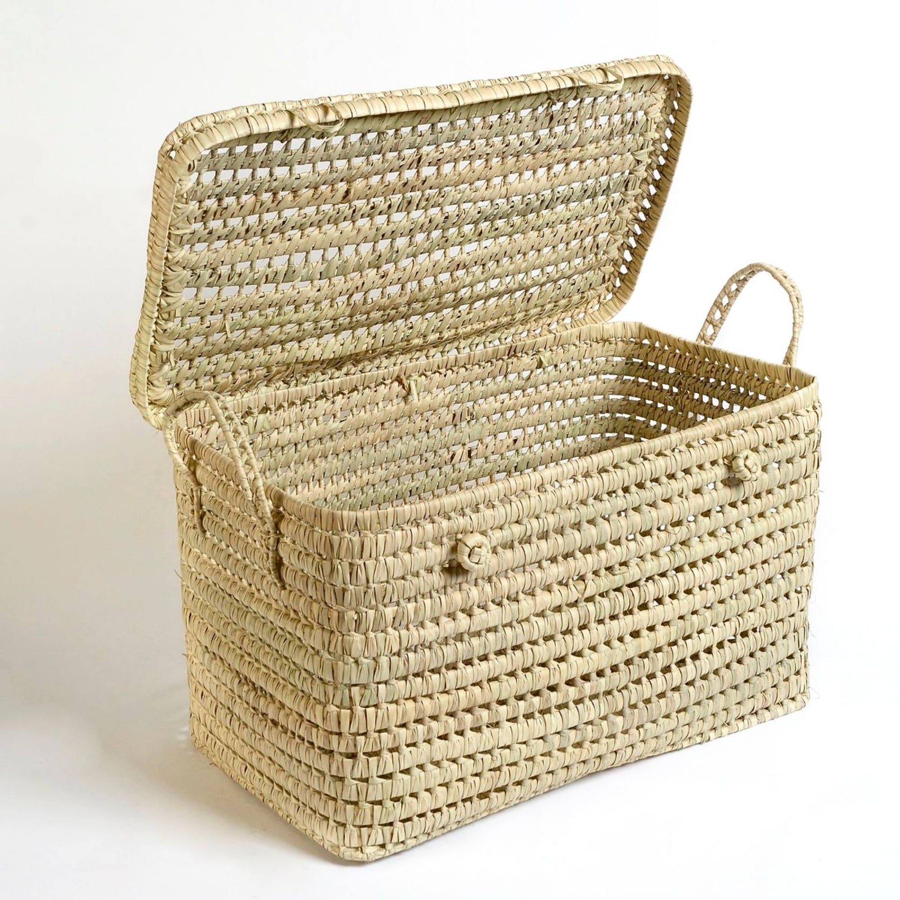 Palm Leaf Storage Trunk Lidded Toy Box - Large Wicker Storage 31 Inches