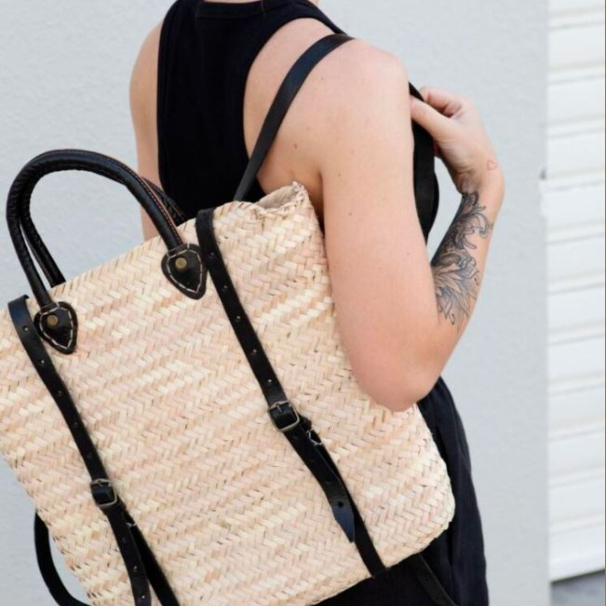Woven Palm Leaves Beach Backpack