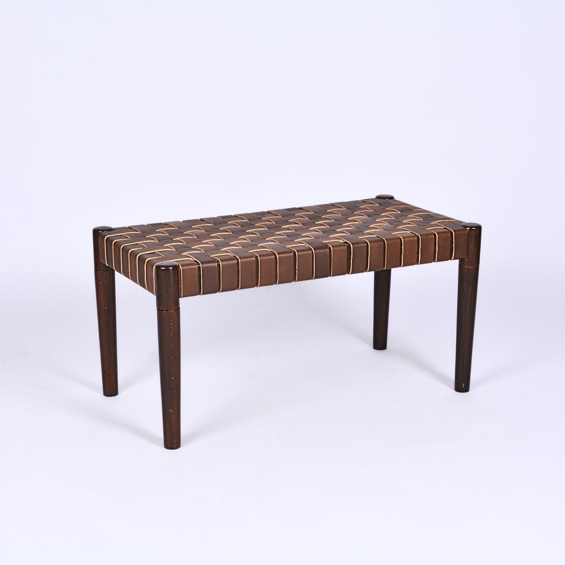 Customizable Woven Leather Strap Bench