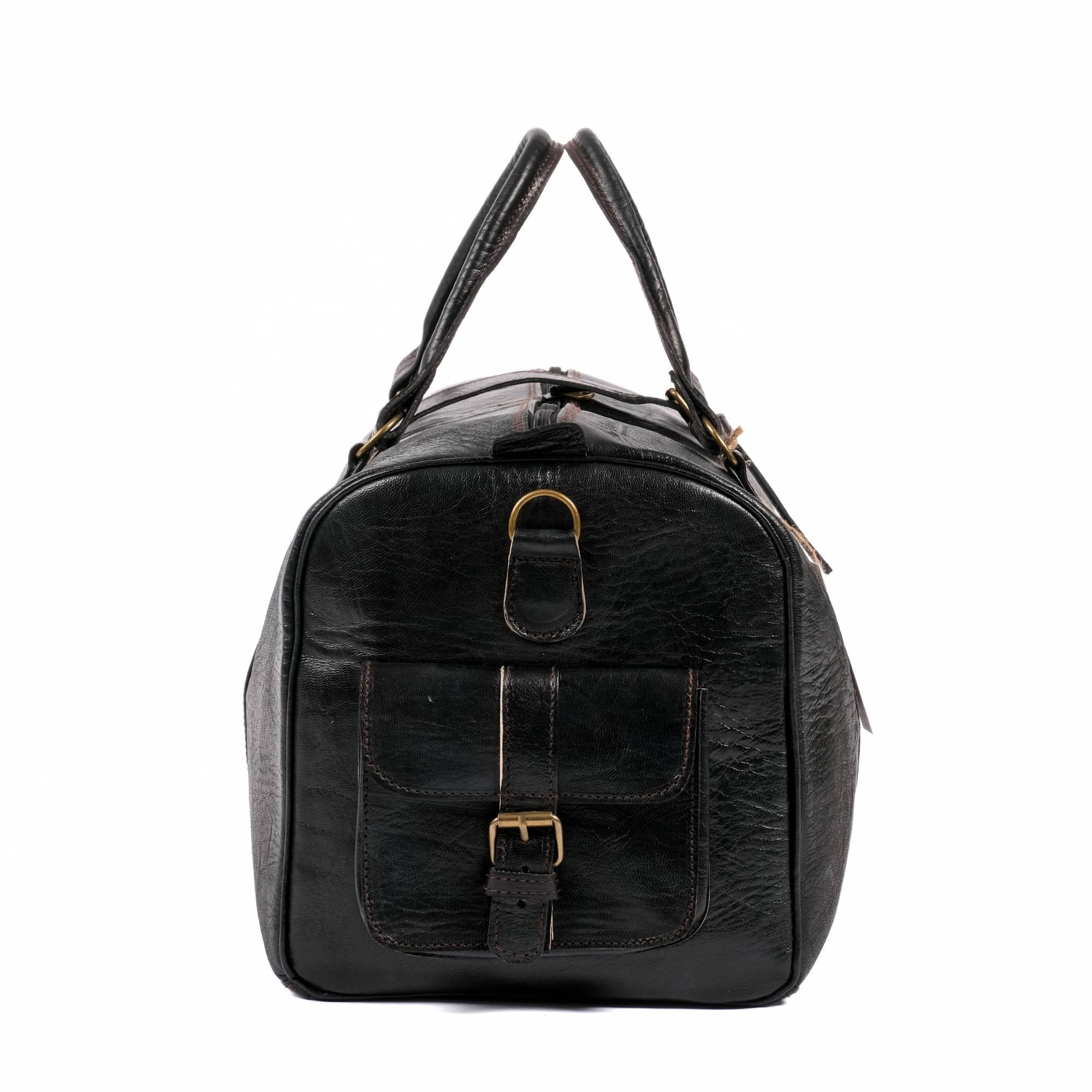 Leather Duffle Bag, Weekender Black Leather Travel Bag