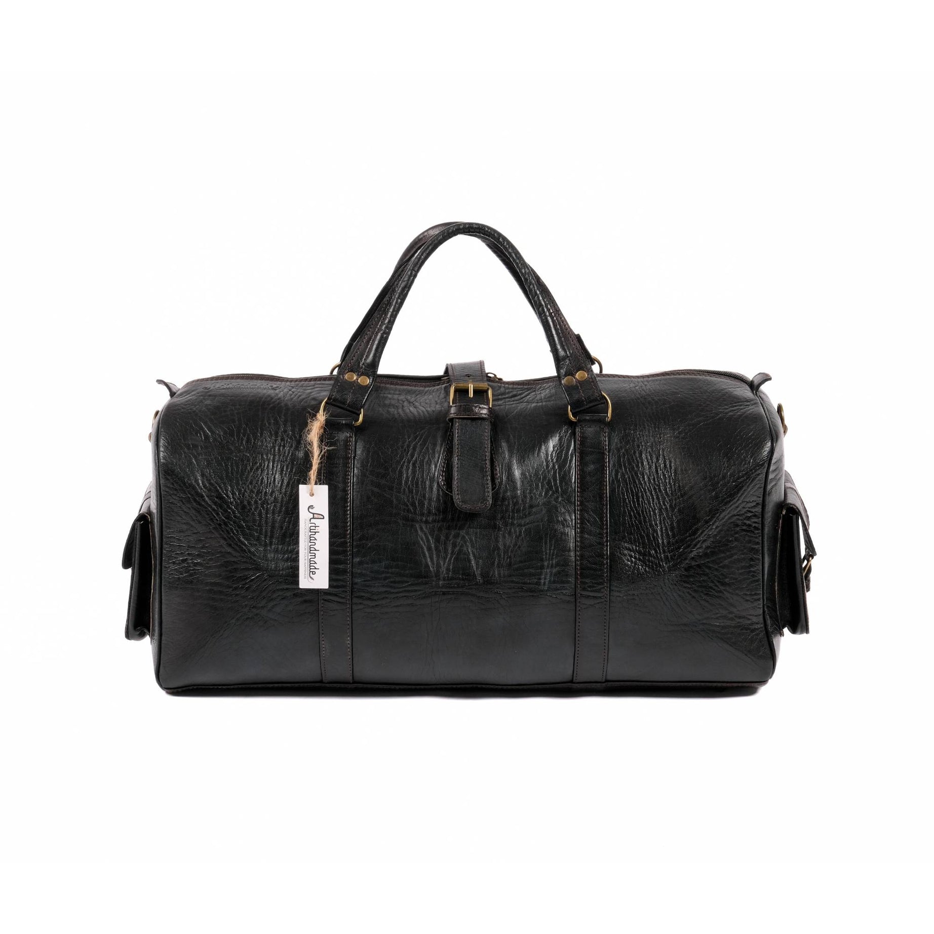 Leather Duffle Bag, Weekender Black Leather Travel Bag