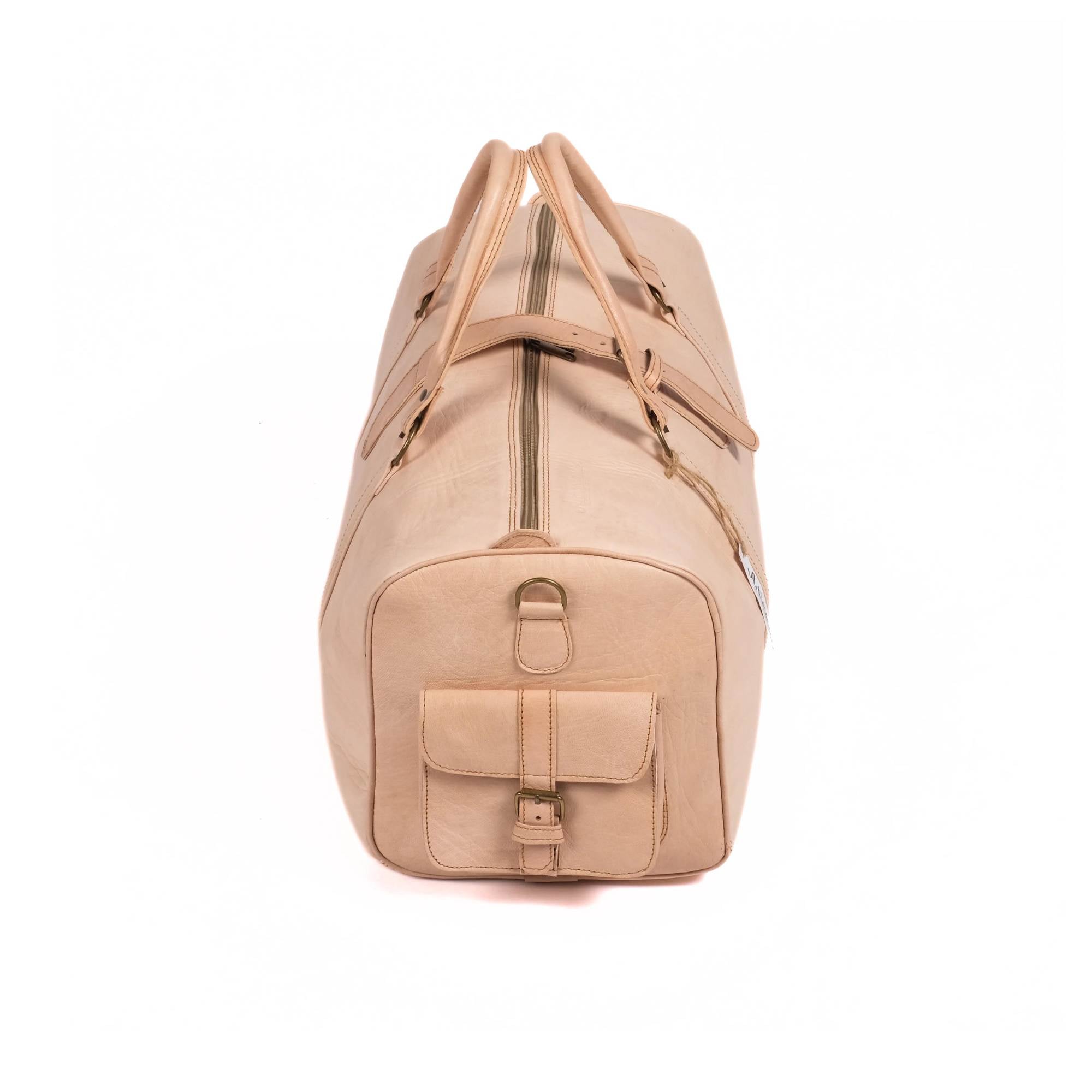 Leather Duffel Bag, Weekender Natural Leather Travel Bag