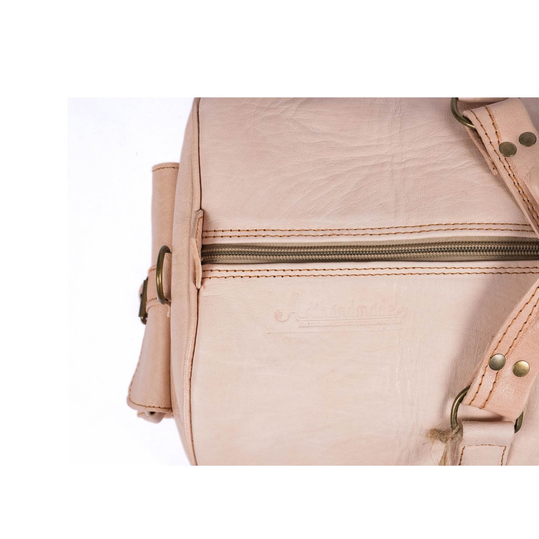 Leather Duffel Bag, Weekender Natural Leather Travel Bag