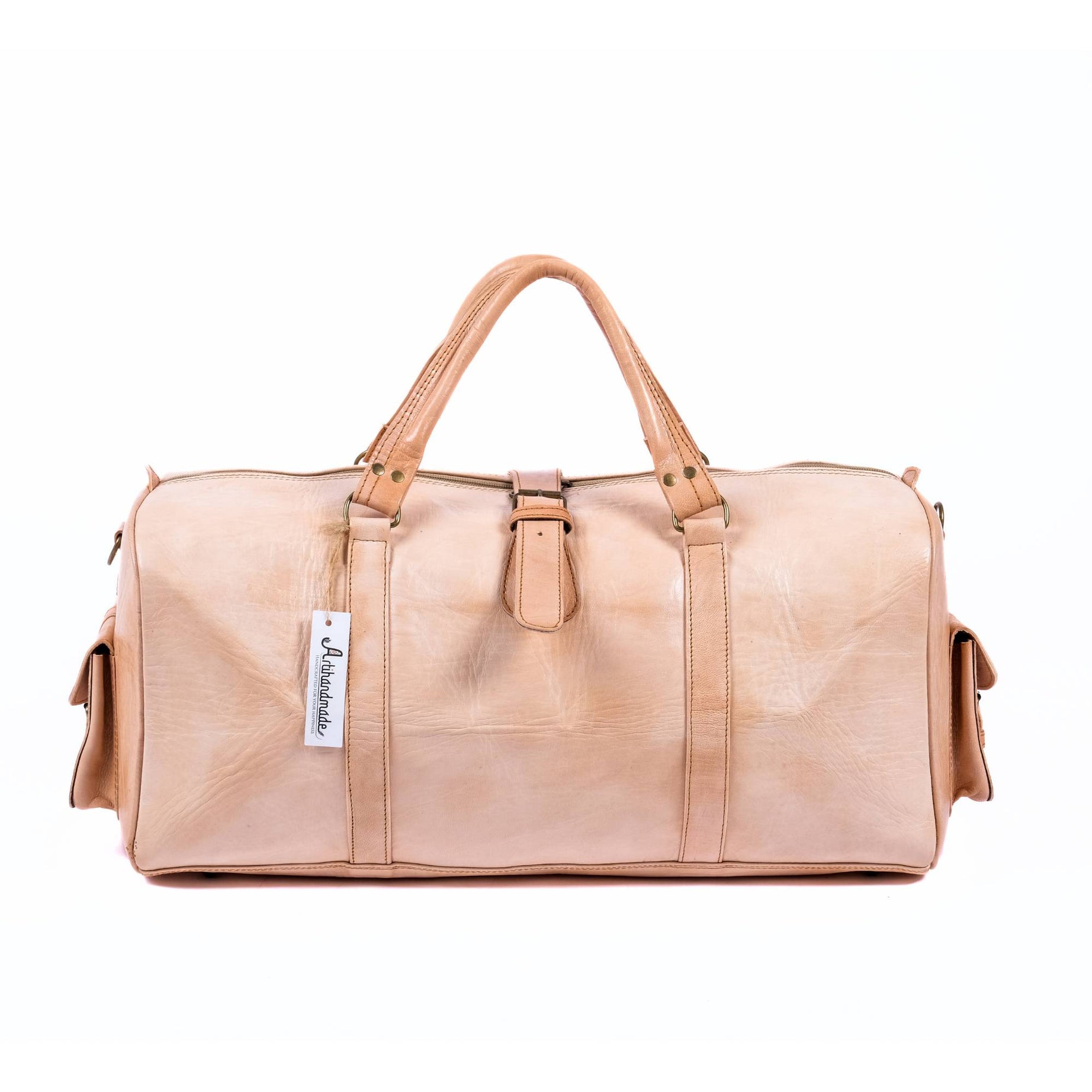 Leather Duffel Bag, Weekender Natural Tan Leather Travel Bag