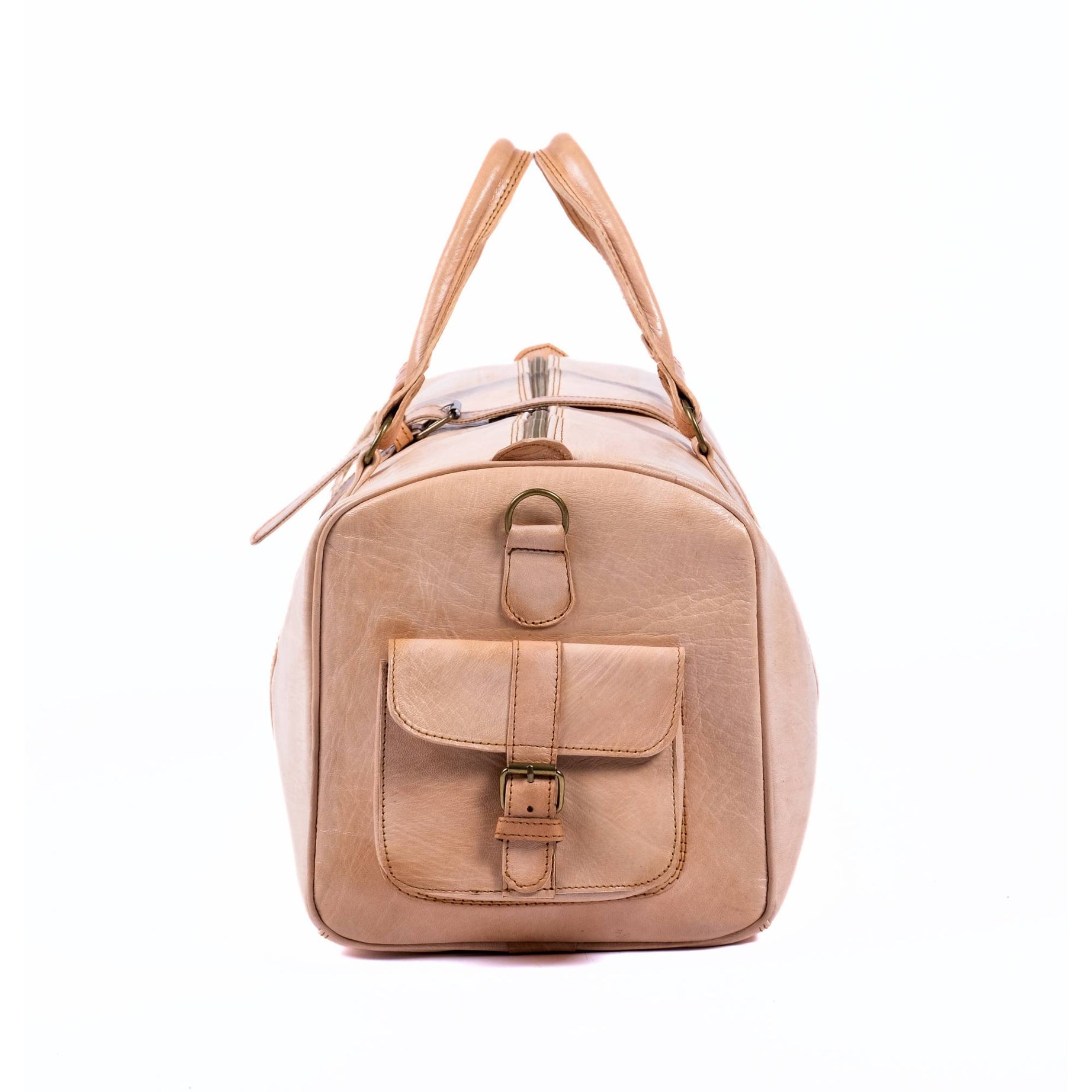 Leather Duffel Bag, Weekender Natural Tan Leather Travel Bag