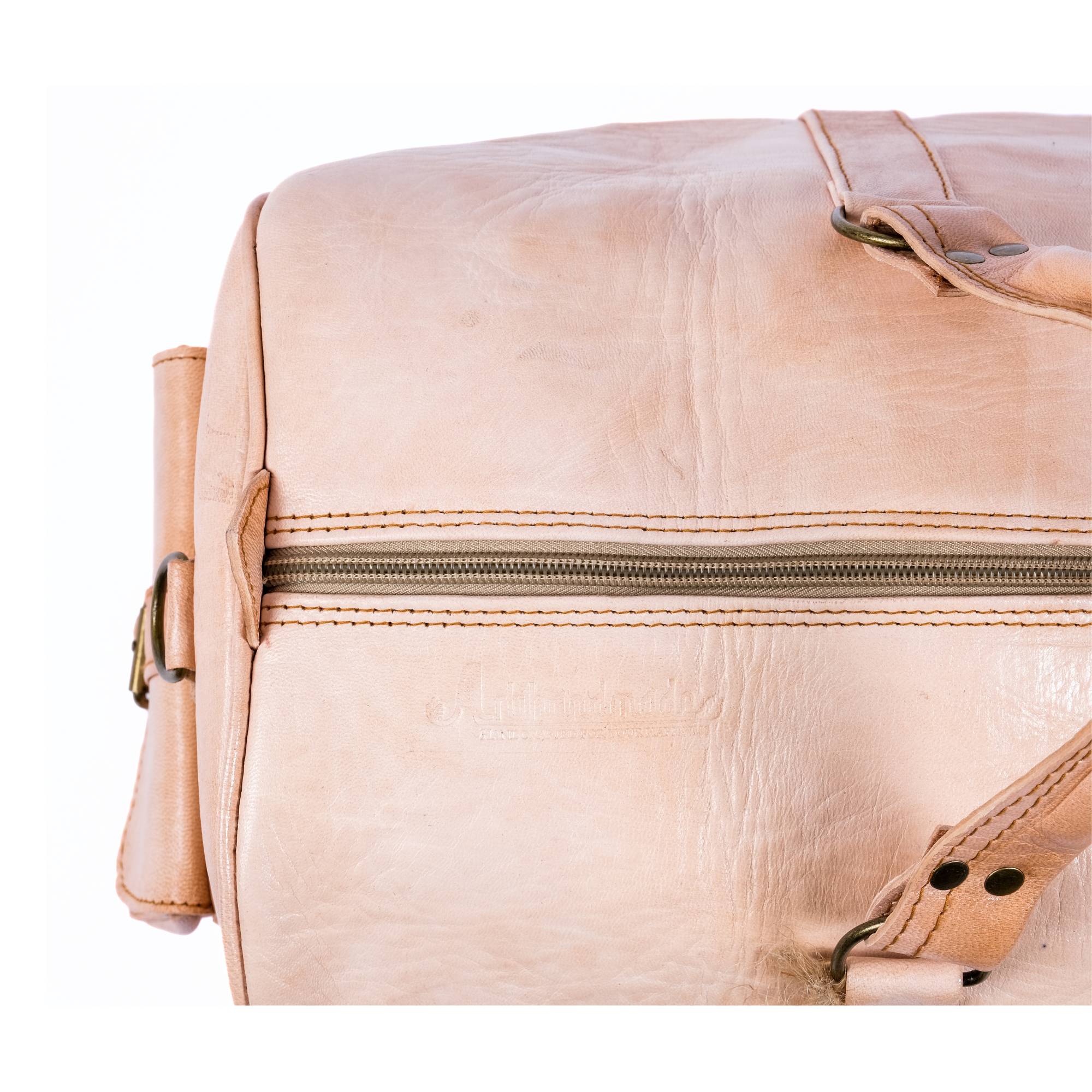 Leather Duffel Bag, Weekender Natural Tan Leather Travel Bag