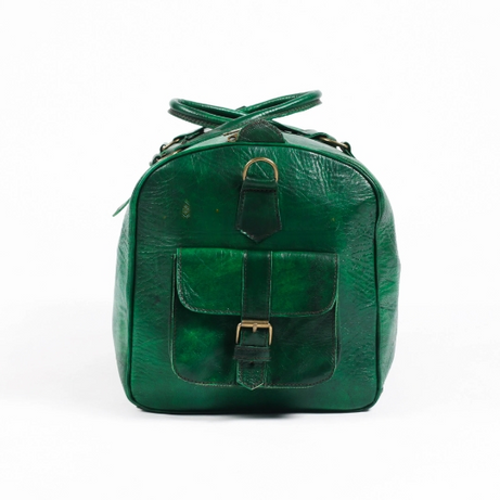 Leather Duffel Bag - Weekender Green Full Grain Leather