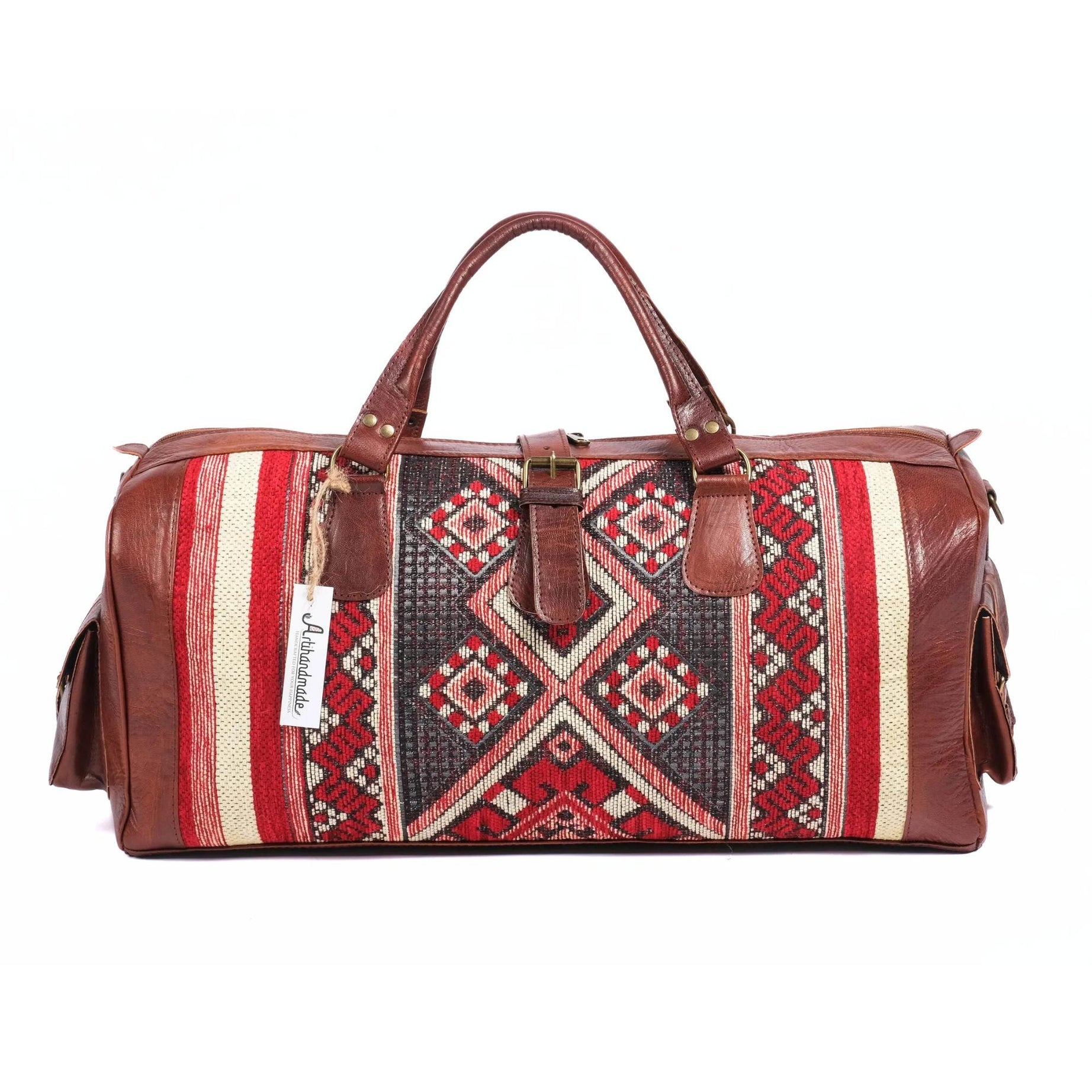 Artisan Leather Kilim Travel Duffel Bag - Brown