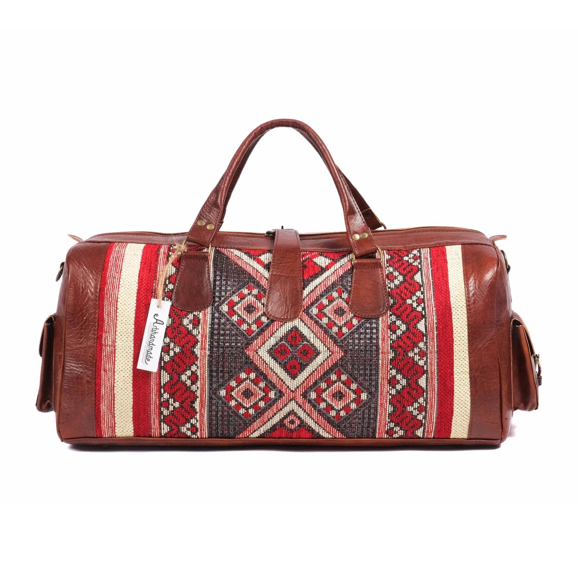 Artisan Leather Kilim Travel Duffel Bag - Brown