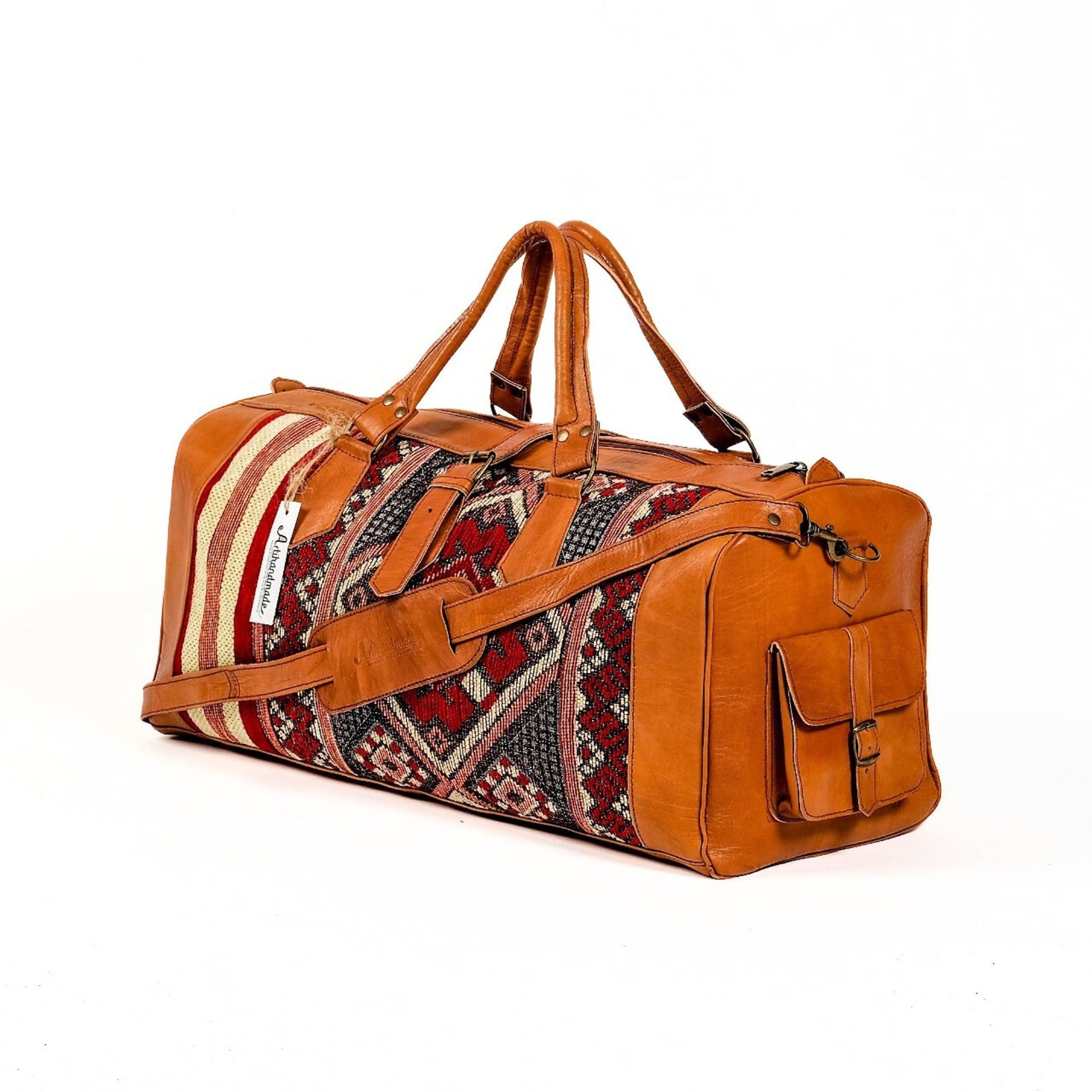 Handmade Leather Kilim Duffel Travel Bag