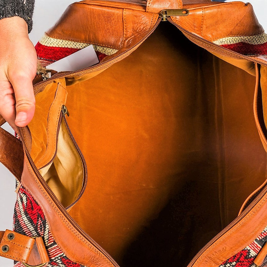Premium Handcrafted Leather Duffel Bag - Cognac