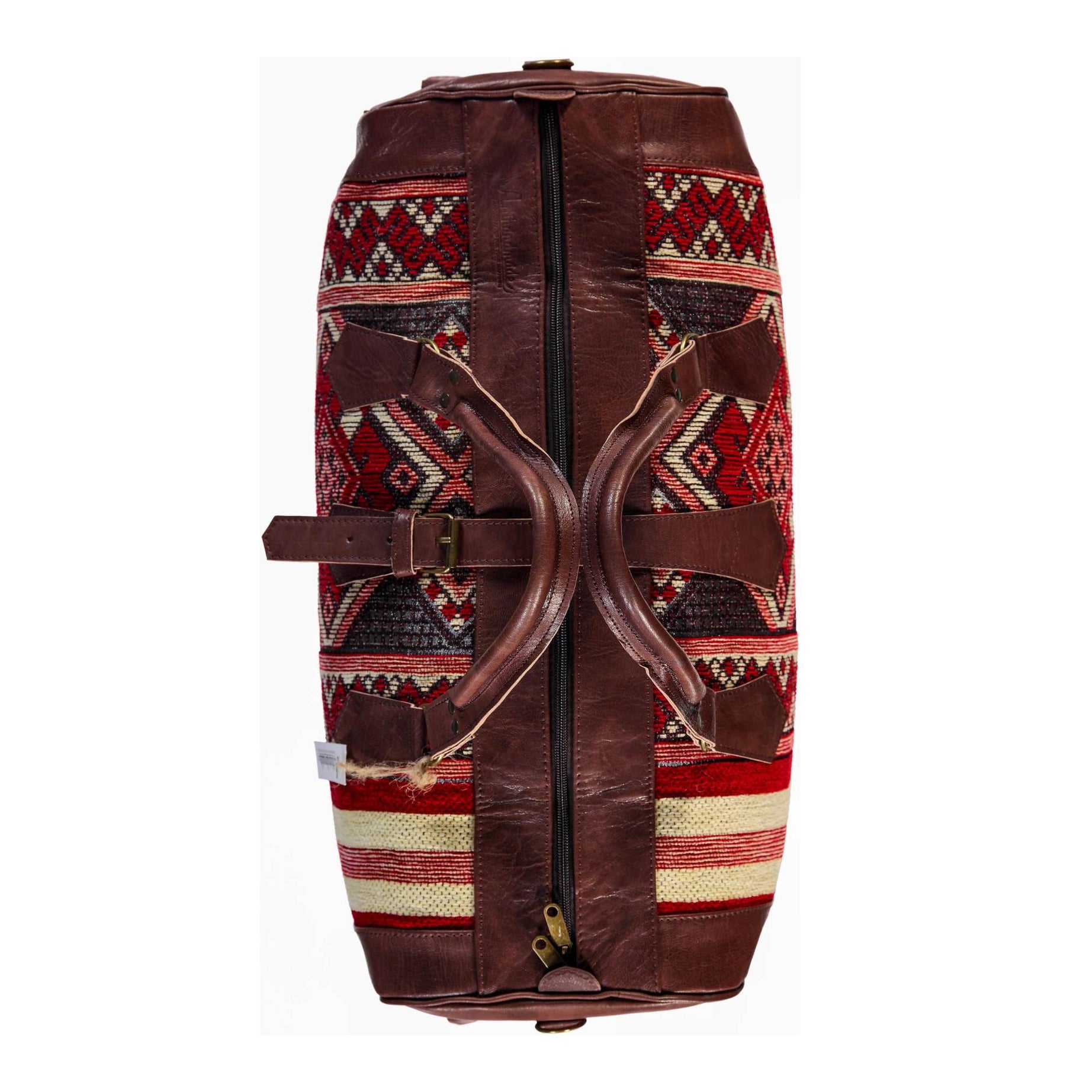 Artisan Leather Kilim Travel Duffel Bag - Dark Brown