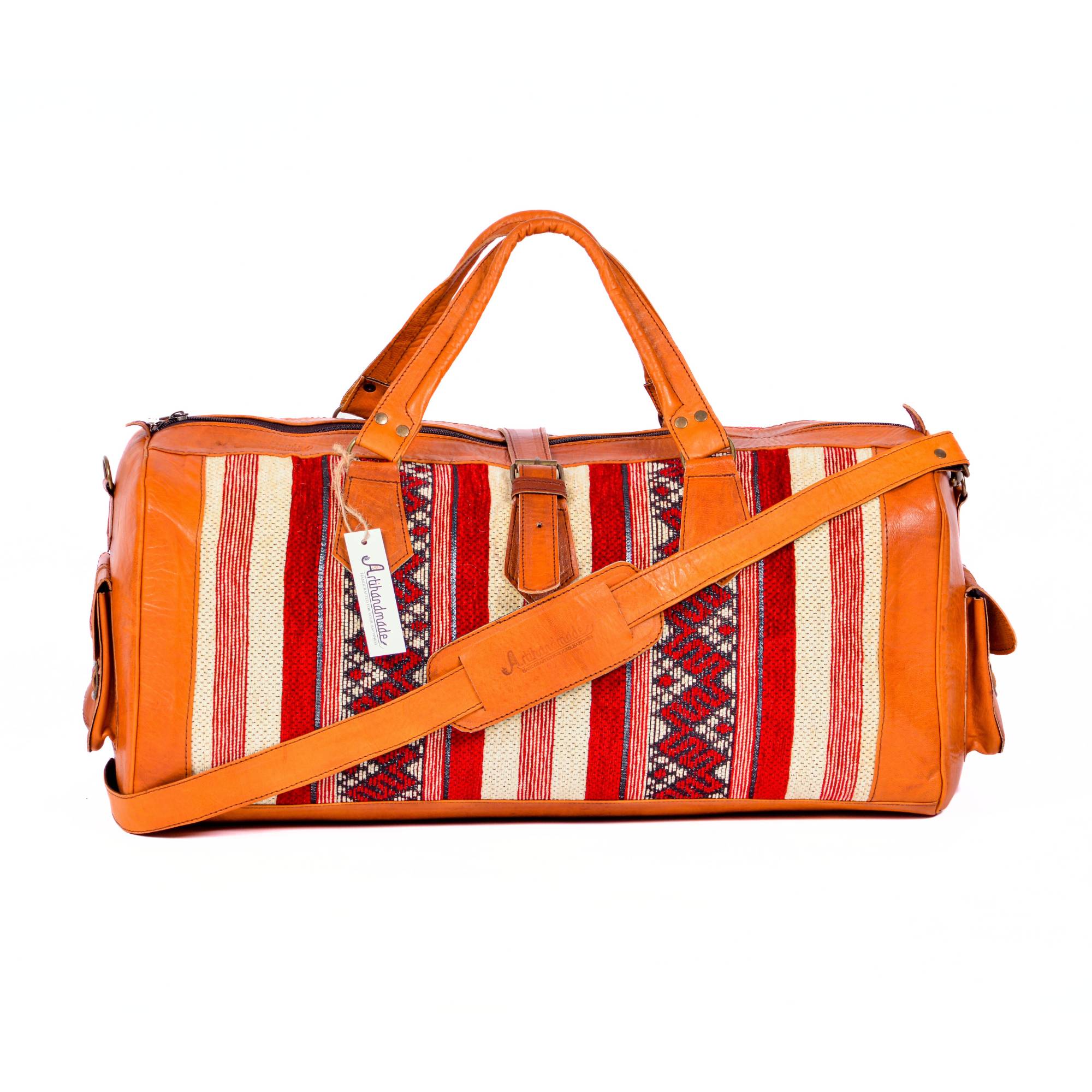 Handmade Leather Kilim Duffel Travel Bag