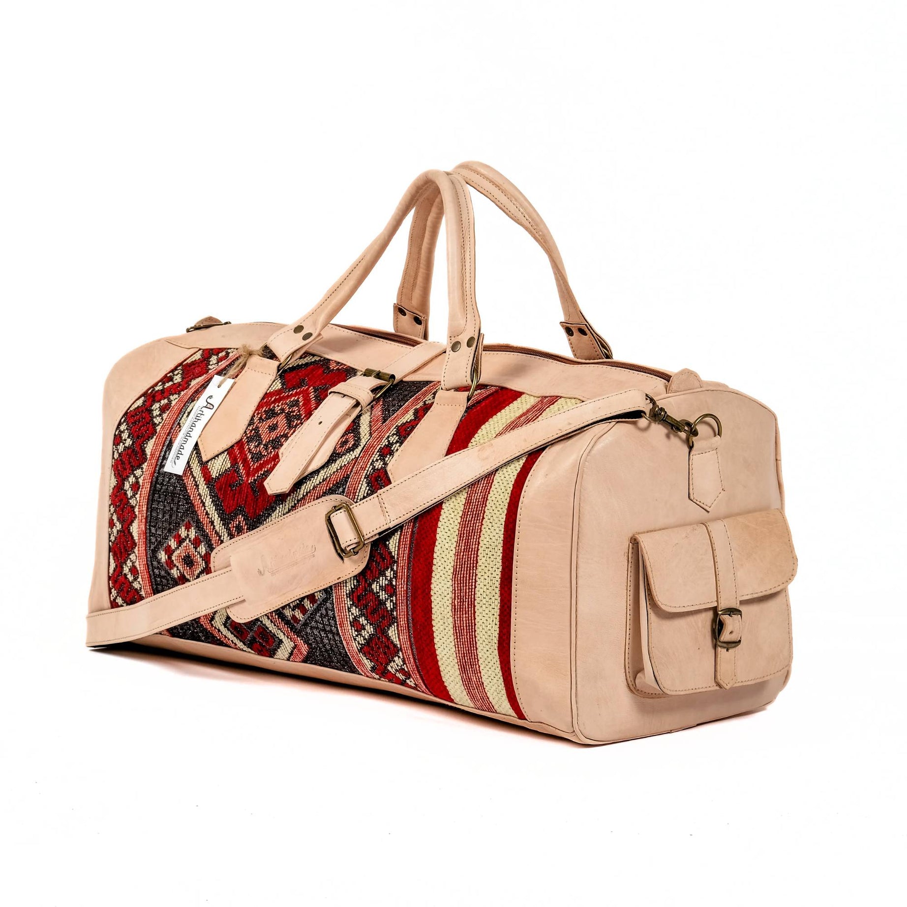 Handmade Leather Kilim Duffel Travel Bag