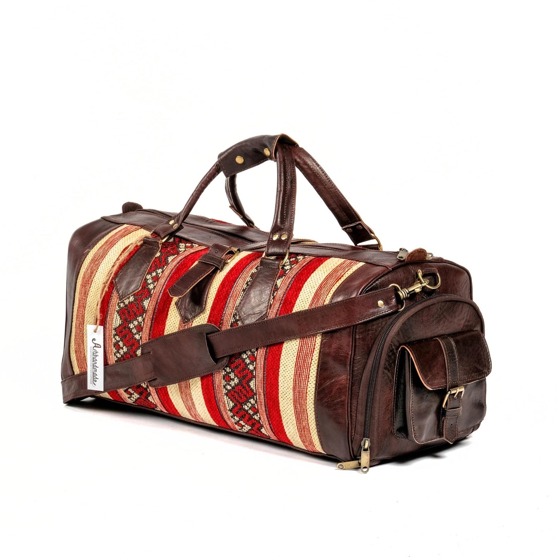 Leather Duffle Bag - Dark Brown With Shoe Compartment