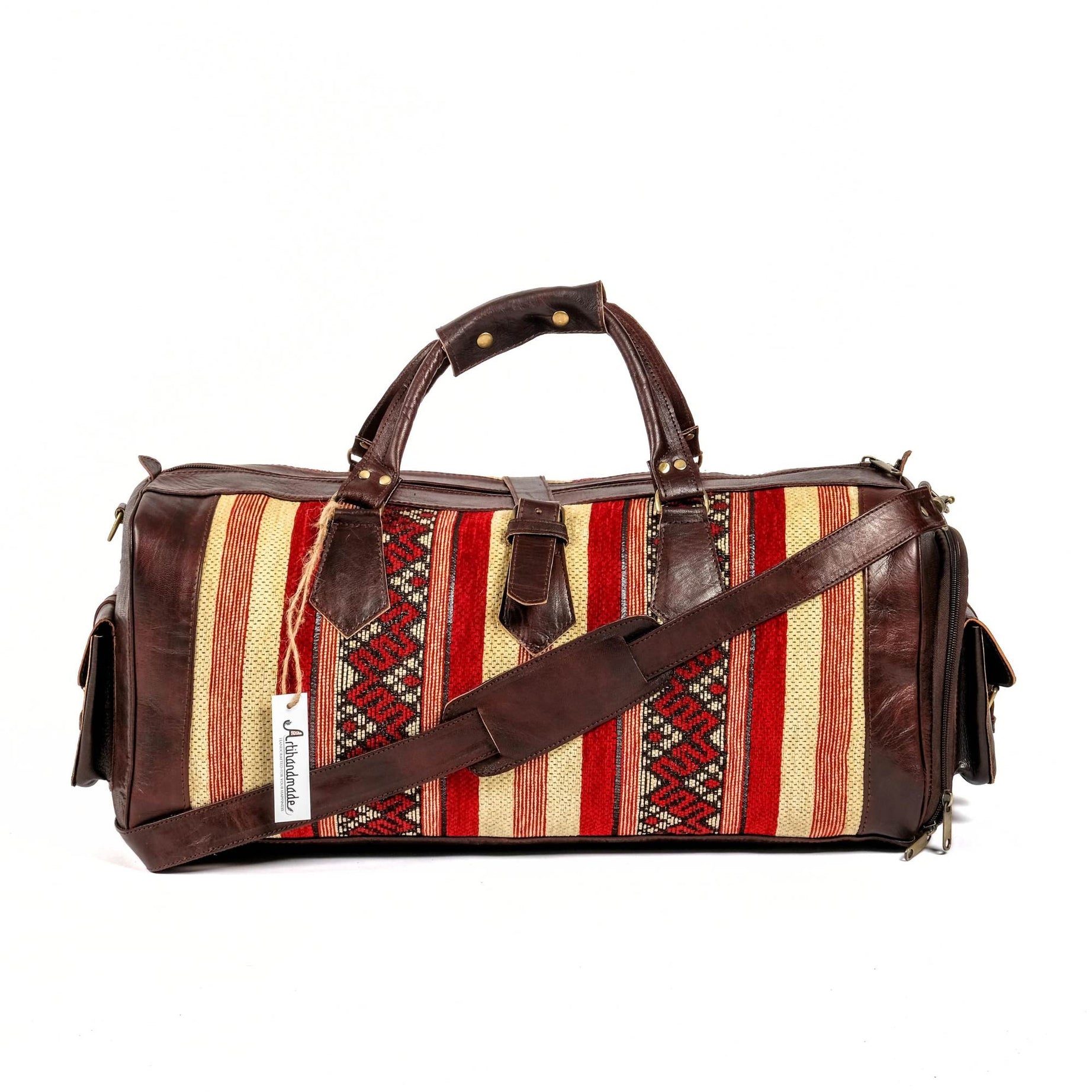 Leather Duffle Bag - Dark Brown With Shoe Compartment