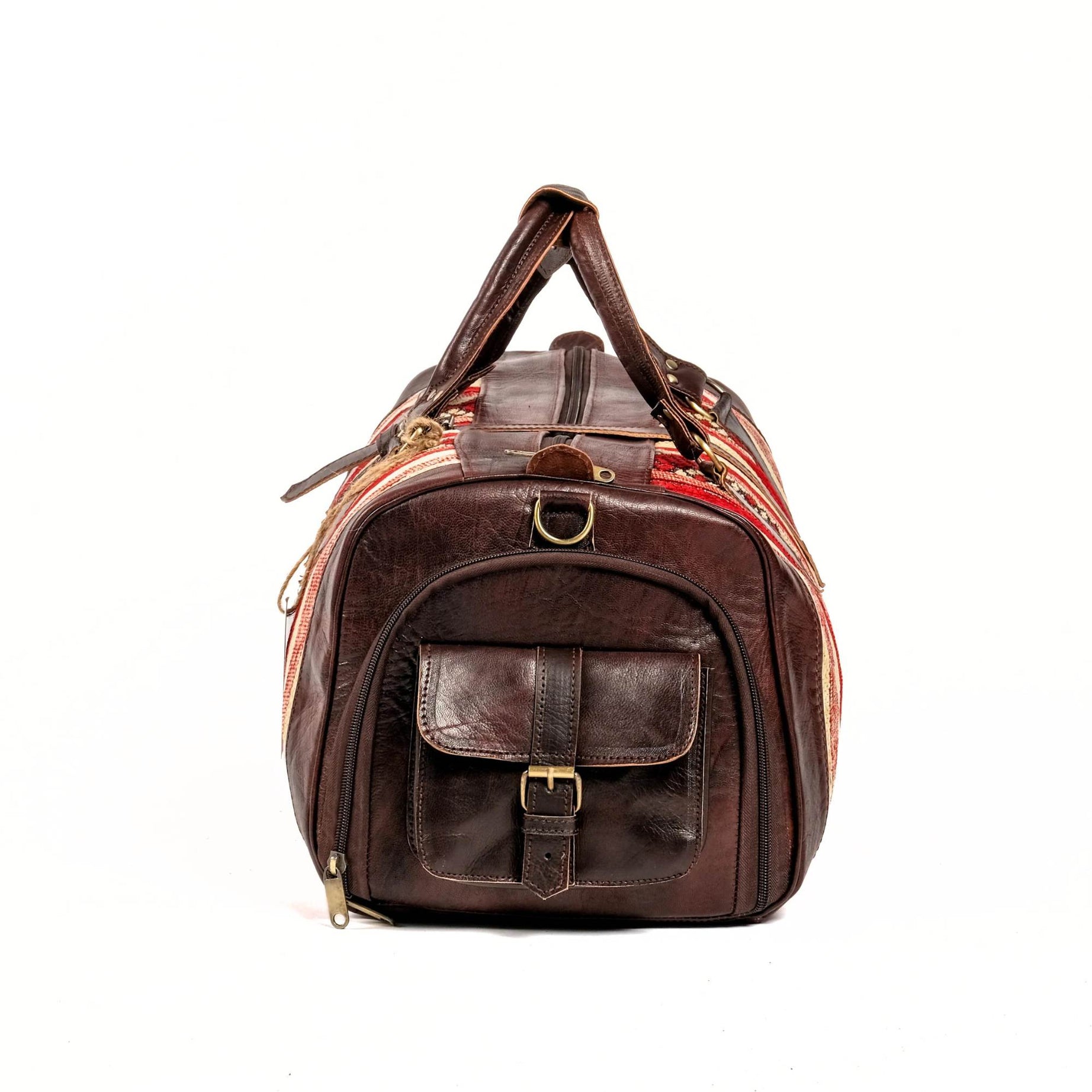 Leather Duffle Bag - Dark Brown With Shoe Compartment