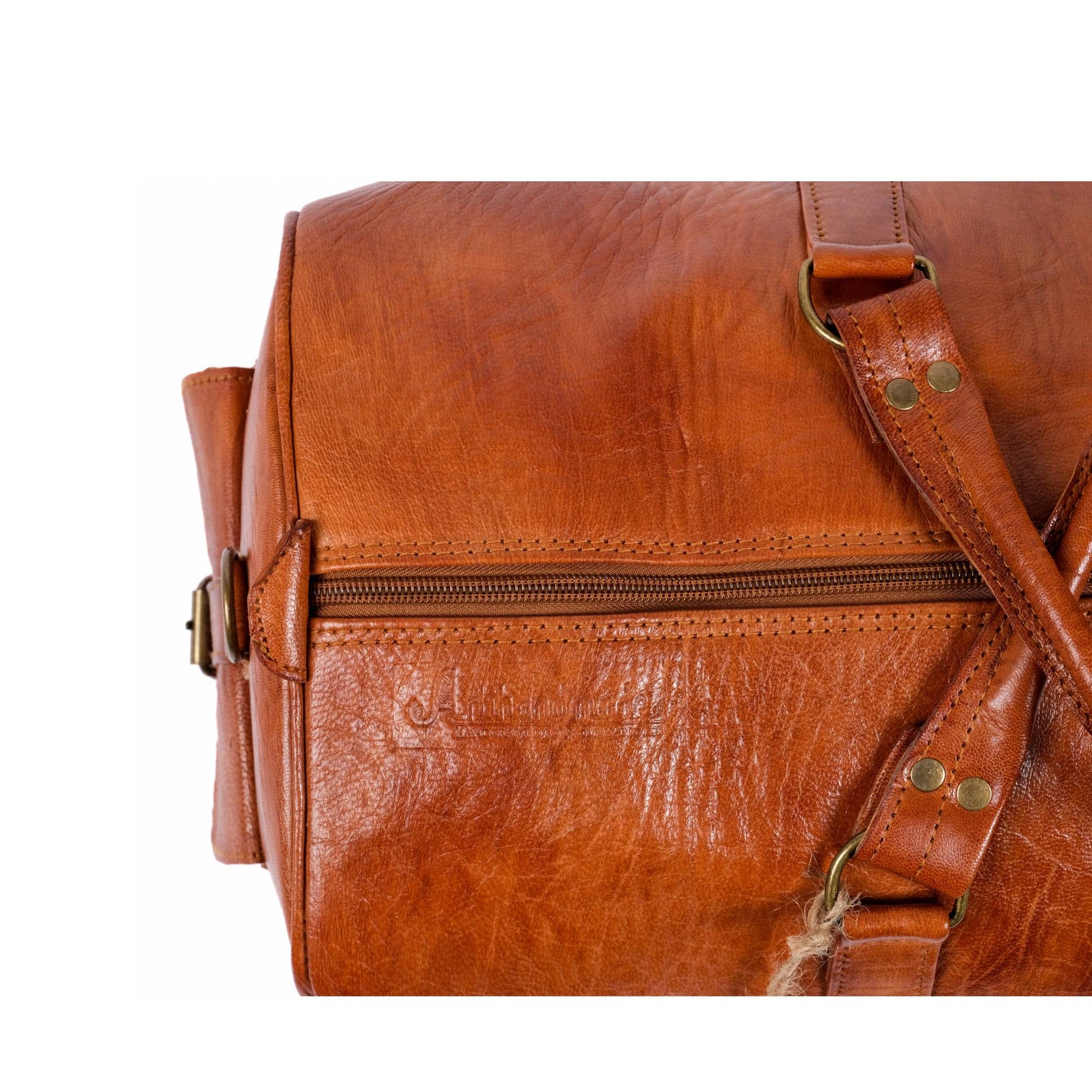 Leather Travel Bag, Weekender Almond Leather Travel Bag