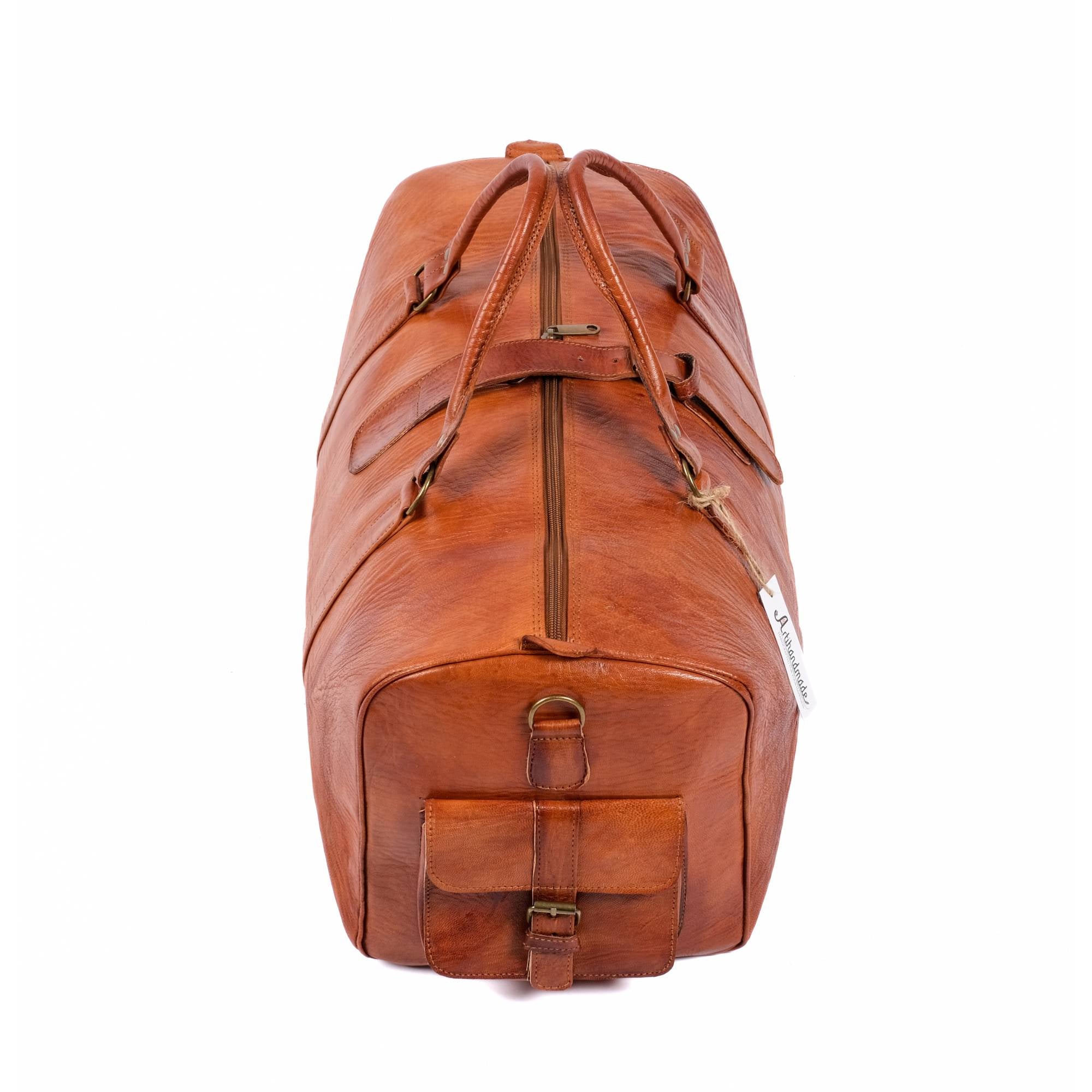 Leather Travel Bag, Weekender Almond Leather Travel Bag