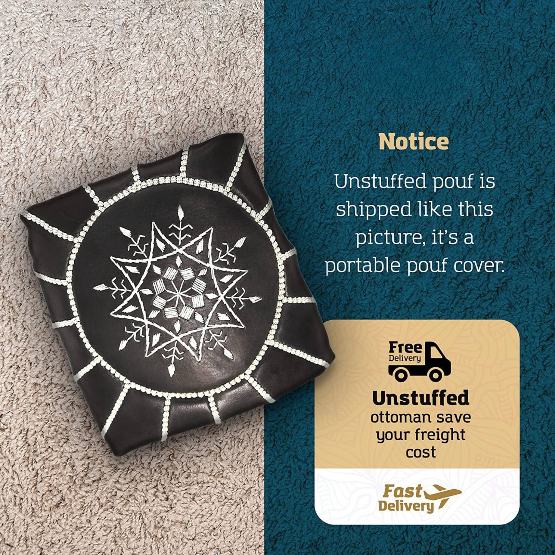 ottoman leather pouf