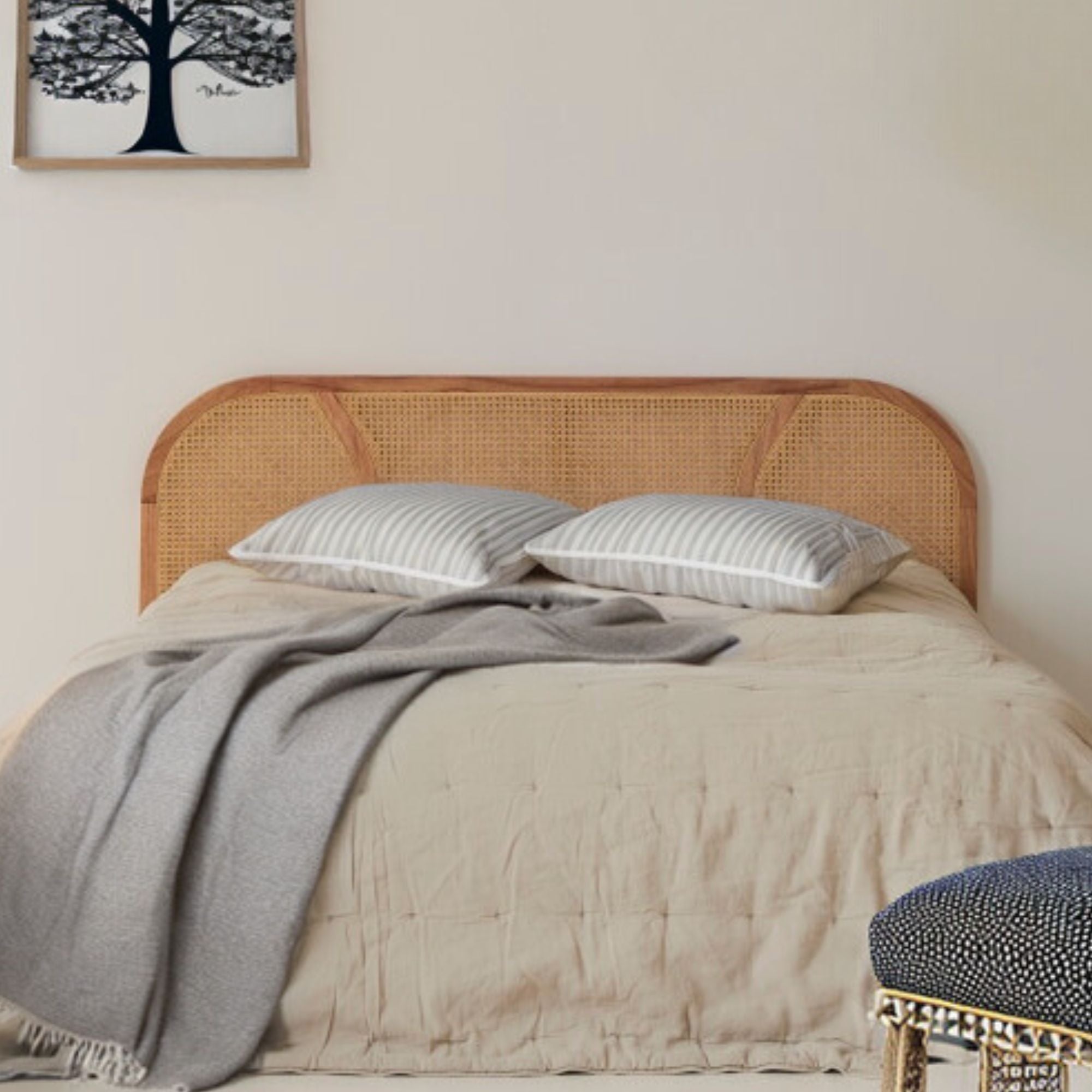Modern Rattan Headboard, Sustainable Wood Frame, Elegant Bedroom Decor ...