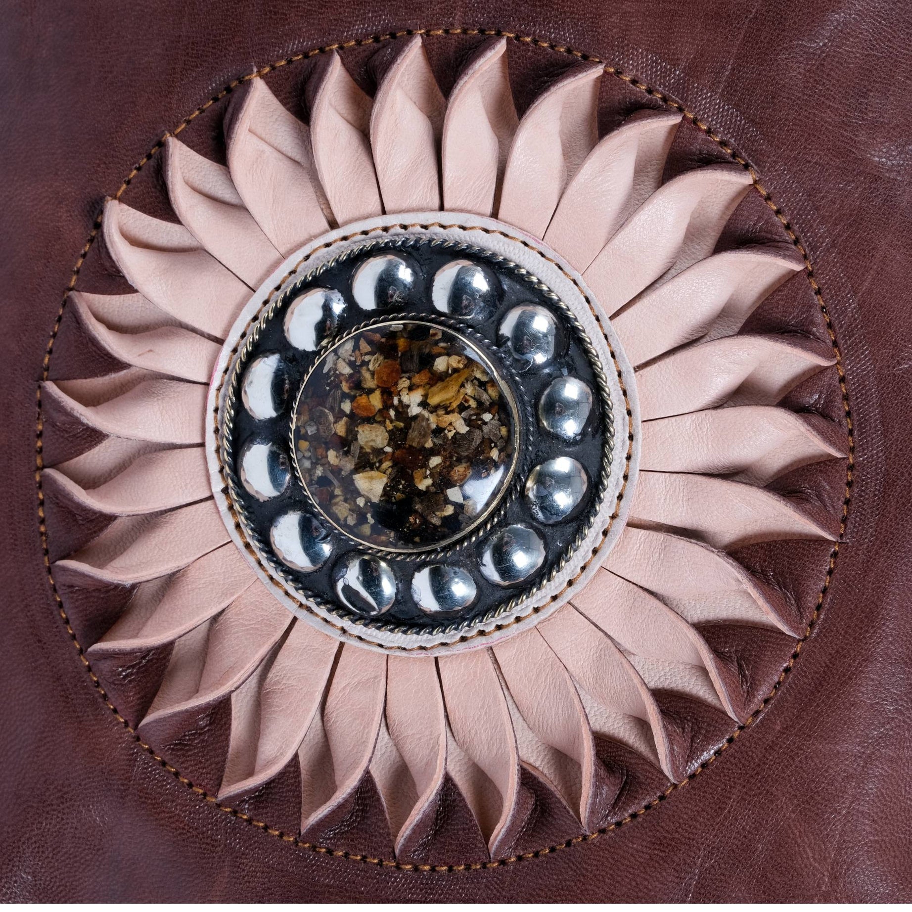 The Sun Leather Tote Bag - Brown , Natural, Cognac