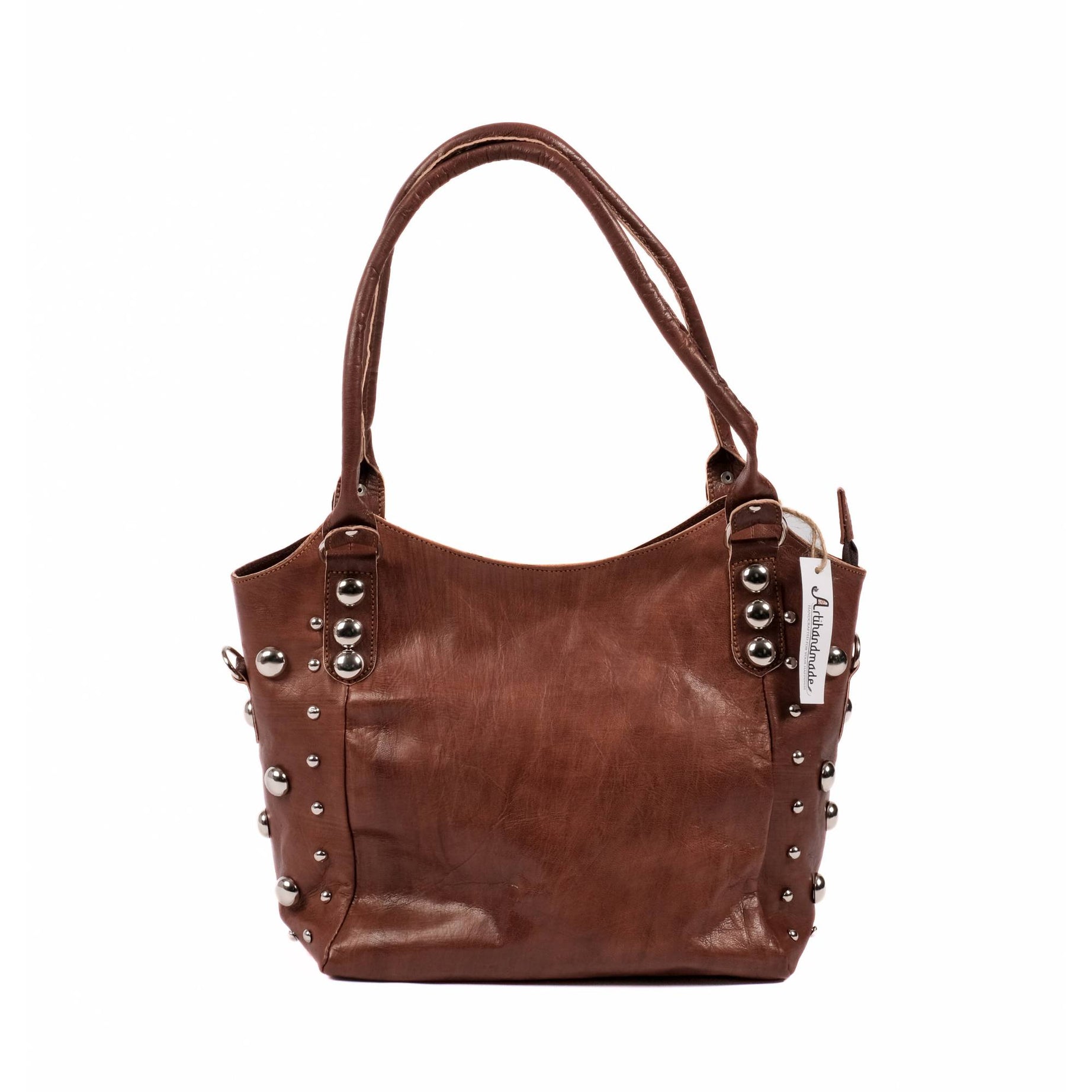 The Sun Leather Tote Bag - Brown , Natural, Cognac