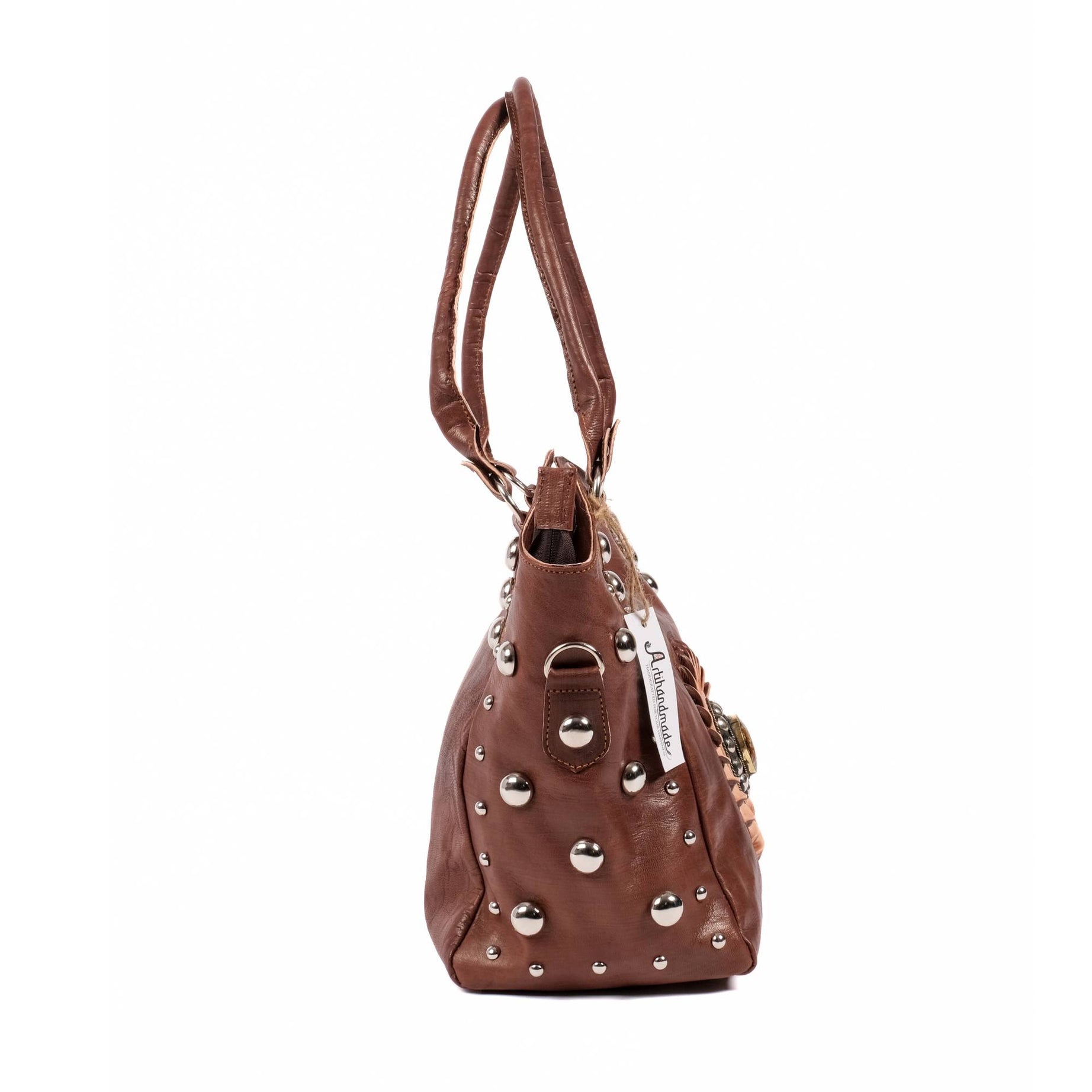 The Sun Leather Tote Bag - Brown , Natural, Cognac