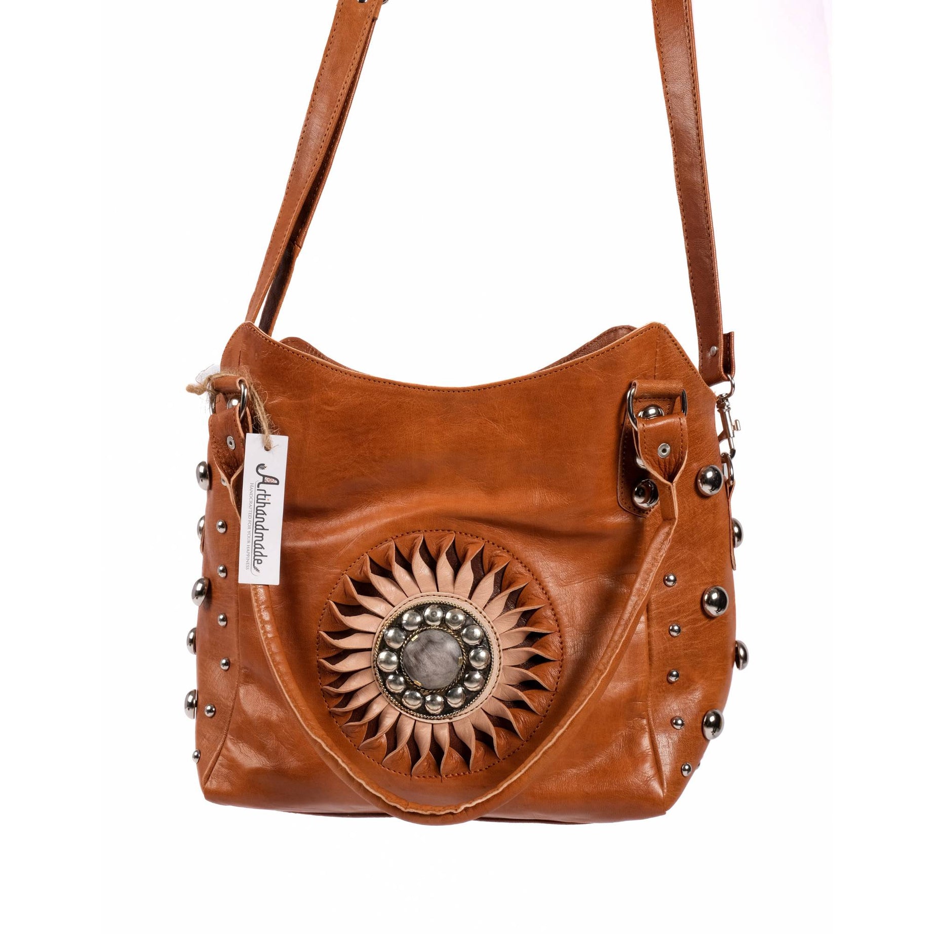 The Sun Leather Tote Bag Cognac