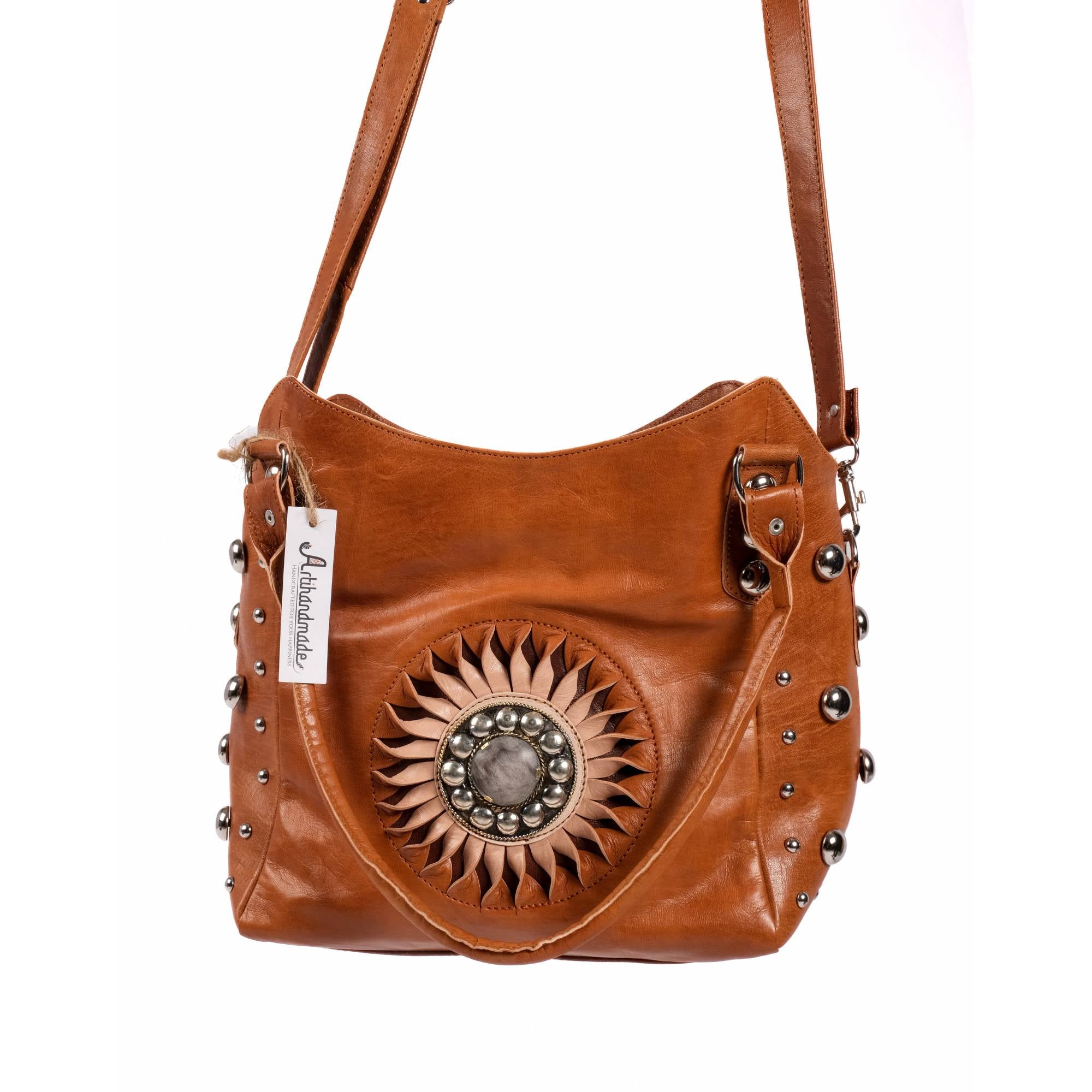 The Sun Leather Tote Bag Cognac